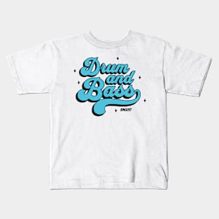 DRUM AND BASS  - Junglist Signature Font (Black/Blue) Kids T-Shirt